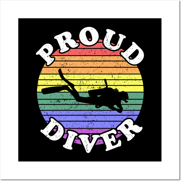 Retro LGBT Proud Scuba Diver Wall Art by KawaiinDoodle
